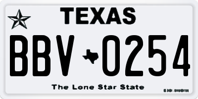 TX license plate BBV0254