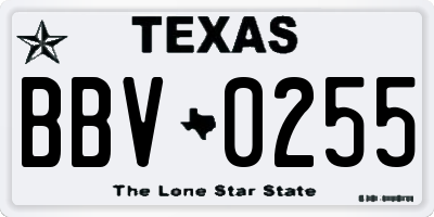 TX license plate BBV0255