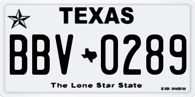 TX license plate BBV0289