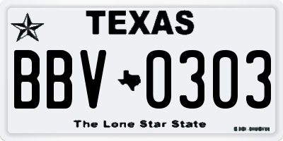 TX license plate BBV0303