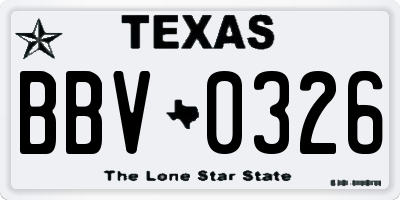 TX license plate BBV0326