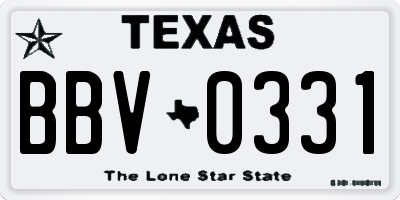 TX license plate BBV0331