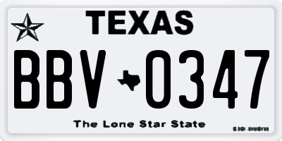 TX license plate BBV0347