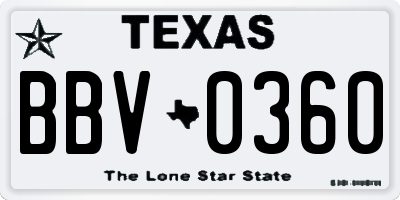 TX license plate BBV0360