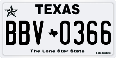 TX license plate BBV0366
