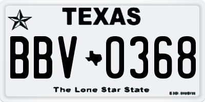 TX license plate BBV0368