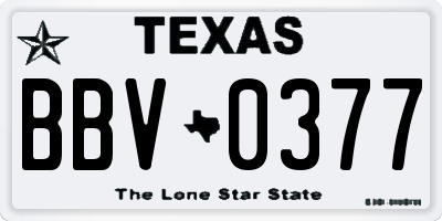 TX license plate BBV0377