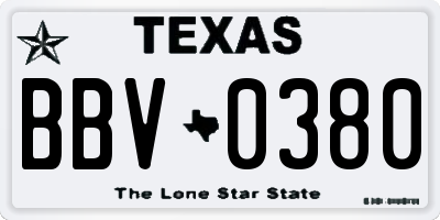 TX license plate BBV0380