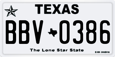 TX license plate BBV0386