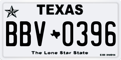 TX license plate BBV0396