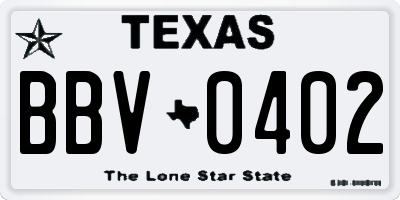 TX license plate BBV0402