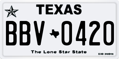 TX license plate BBV0420