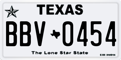 TX license plate BBV0454