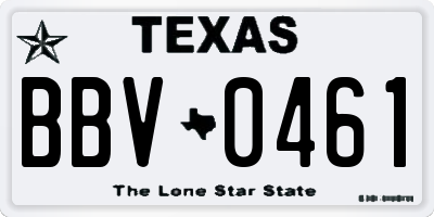 TX license plate BBV0461