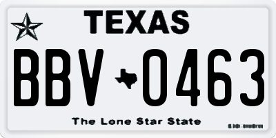 TX license plate BBV0463