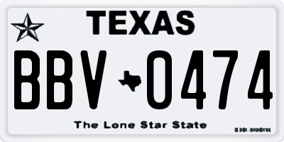 TX license plate BBV0474