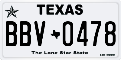 TX license plate BBV0478