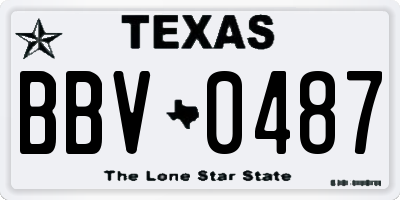 TX license plate BBV0487