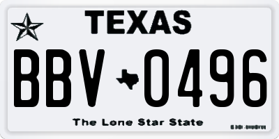 TX license plate BBV0496