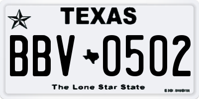 TX license plate BBV0502