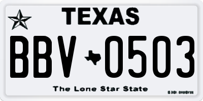 TX license plate BBV0503