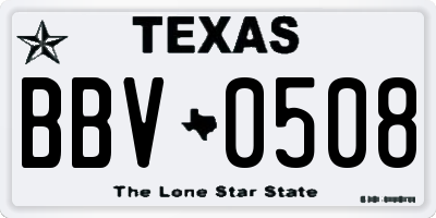 TX license plate BBV0508