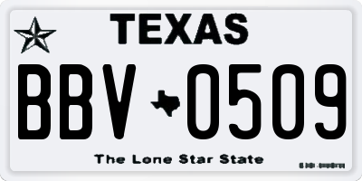 TX license plate BBV0509