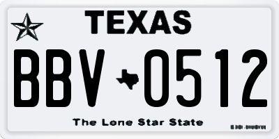 TX license plate BBV0512