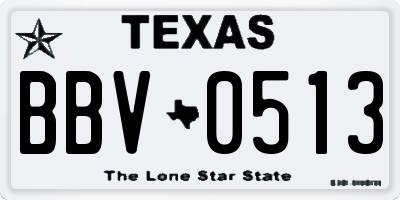 TX license plate BBV0513