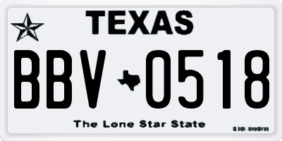 TX license plate BBV0518