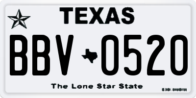 TX license plate BBV0520
