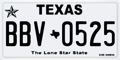 TX license plate BBV0525