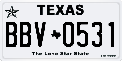 TX license plate BBV0531