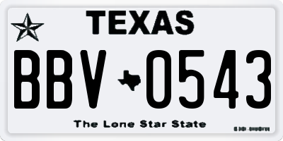 TX license plate BBV0543