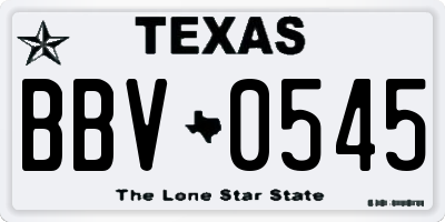 TX license plate BBV0545