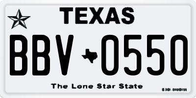 TX license plate BBV0550