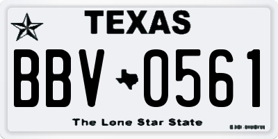 TX license plate BBV0561