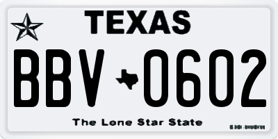 TX license plate BBV0602