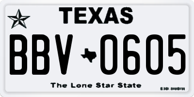 TX license plate BBV0605