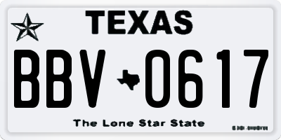 TX license plate BBV0617