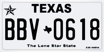 TX license plate BBV0618