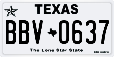 TX license plate BBV0637