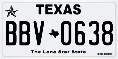 TX license plate BBV0638