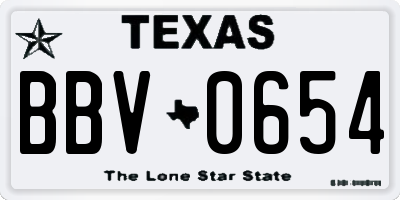 TX license plate BBV0654