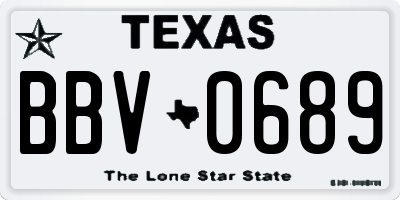 TX license plate BBV0689