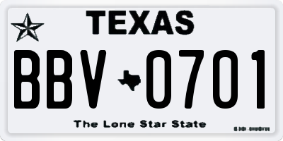 TX license plate BBV0701