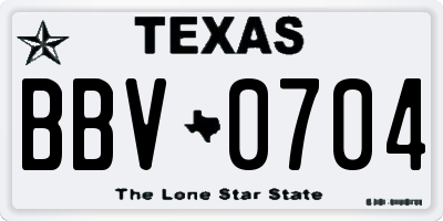 TX license plate BBV0704