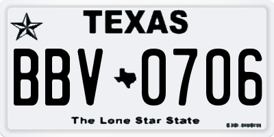 TX license plate BBV0706