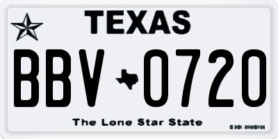 TX license plate BBV0720