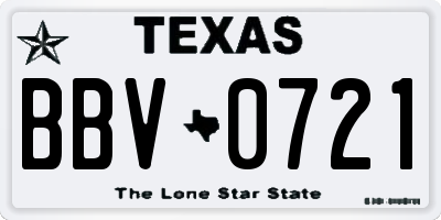 TX license plate BBV0721